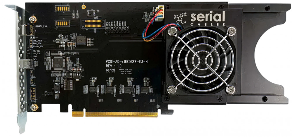 Gen6 PCIe/NVMe/CXL x16 AIC – EDSFF Horizonal ‘Active’ Adapter w/Phison Gen6 Redrivers