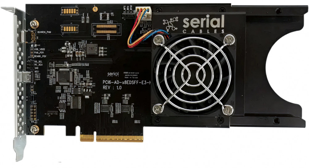 Gen6 PCIe/NVMe/CXL x8 AIC – EDSFF Horizonal ‘Active’ Adapter w/Phison Gen6 Redrivers